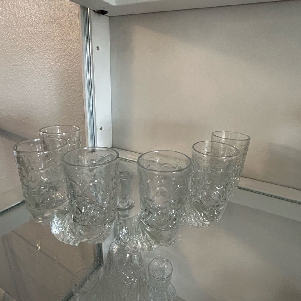 Vintage Crystal Glasses Set of 6 | Cut Glass Barware Tumblers
